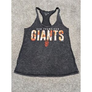 San Francisco Giants Womens Tank Top Black Acid Wash Floral Logo Size M